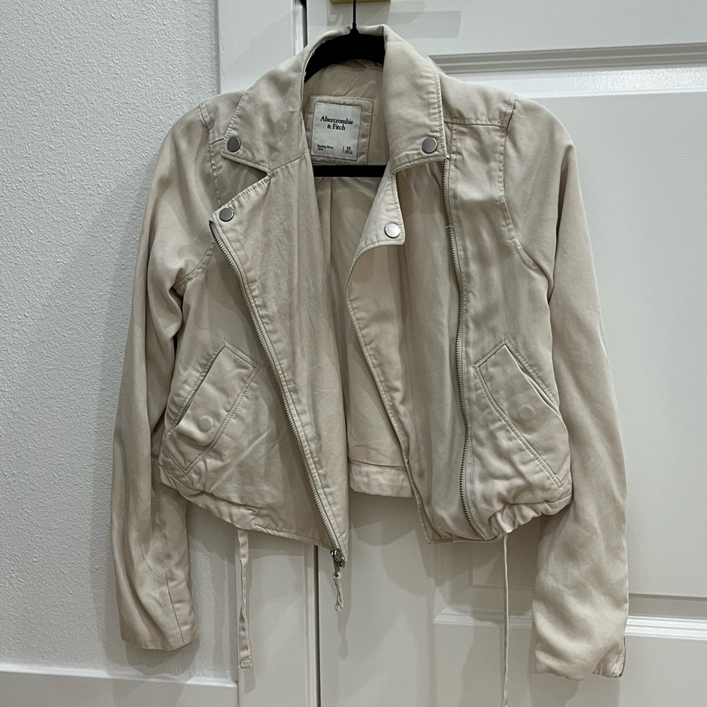 Abercrombie & Fitch Beige Moto Jacket